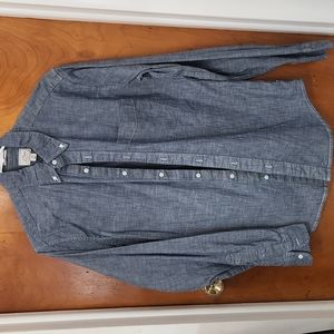 Size small J Crew long sleeve lightweight button up blue jean colored shirt